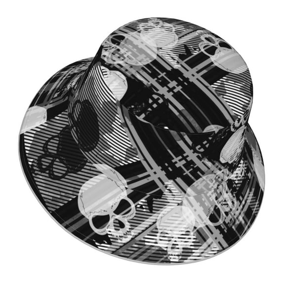 Daiia Seamless Pattern With Skulls Pattern Bucket Hat - Trendy Cotton Sun Hat for Beach, Golf, Fishing - Fun Outdoor Vacation Boonie for Men and Women