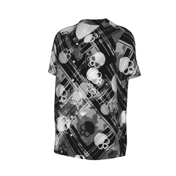 Daiia Seamless Pattern With Skulls Mens Baseball Jersey Button Down Shirts Short Sleeve Sports Uniforms-XX-Large