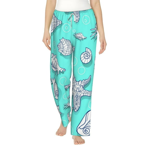Daiia Seashell And Starfish Women's Sleep Pant with Pockets and Drawstring,Pajama Pants-Medium