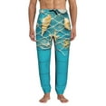 Daiia Seashells And Fishing Net On Blue Wooden Table Print Sweatpants