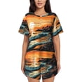 thumbnail image 1 of Daiia Serene Ocean Sunset Pattern Womens Pajama Sets Short Sleeve Pajamas for Women Sets Soft Lounge Sets Casual Round Neck Sleepwear PJS-4X-Large, 1 of 7