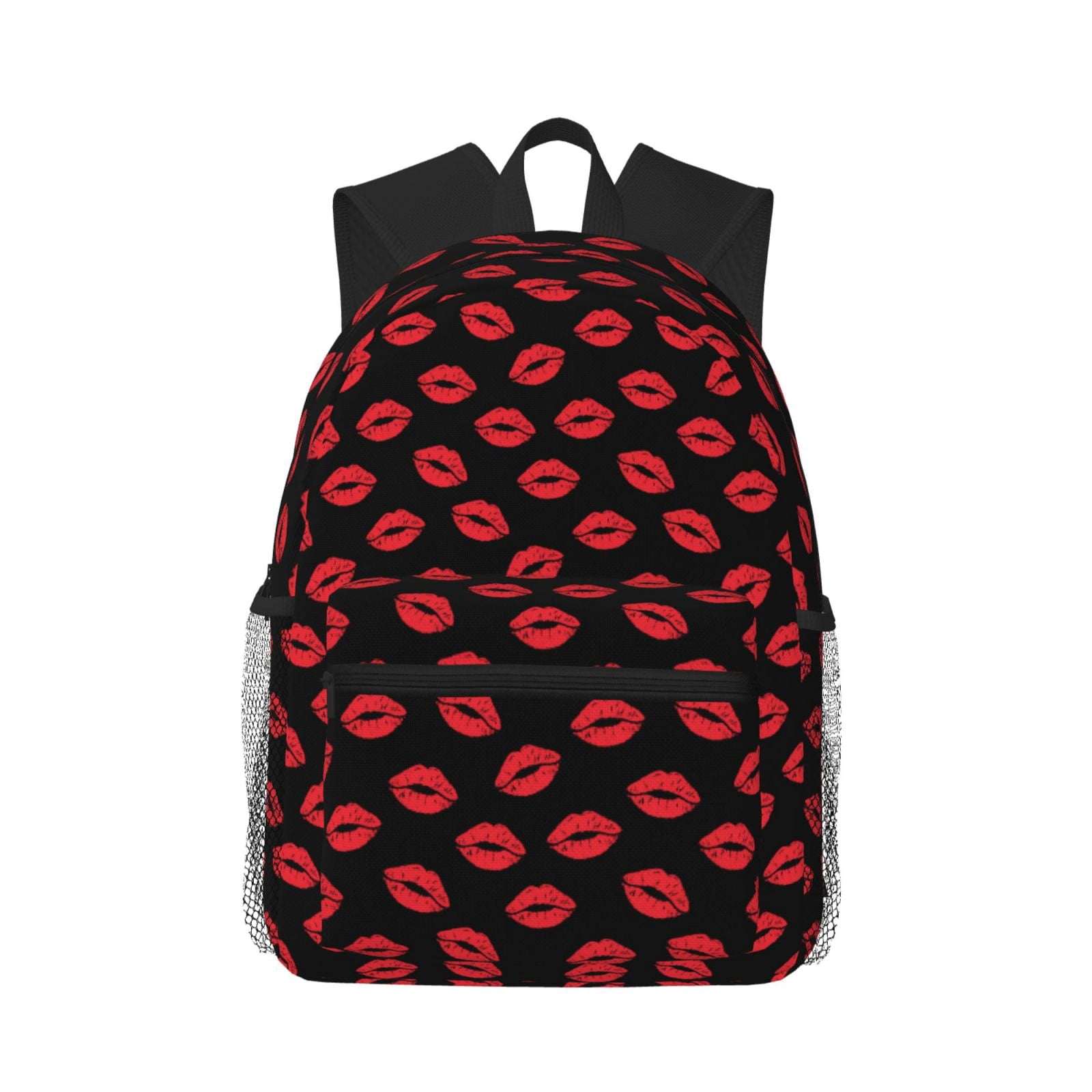 Daiia Sexy Red Lips Kiss School Backpack for Men Women, Unisex