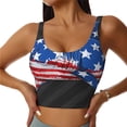 thumbnail image 1 of Daiia Shark With USA Flag Printed Women's Sports Bra, Breathable Activewear Bra with U-Back Design and Removable Pads, Comfortable and Supportive for Yoga, Workout-Medium, 1 of 8