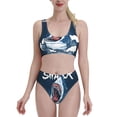 thumbnail image 1 of Daiia Shark printed 2 piece Swimsuit Bikinis for Women High Waisted Racerback Bathing Suits Summer Tummy Control Scoop Neck Swimwear-Large, 1 of 8