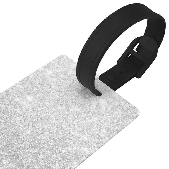 Daiia Silver Glitter Durable Luggage Tags with Secure Strap Travel ID Tags Suitcase ID Tags Bag Identification Tags - Easy Identification for Men and Women