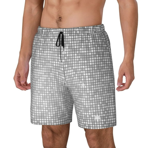 Daiia Silver Mosaic Mens Swim Trunks Swim Shorts Quick Dry Swim Shorts with Mesh Lining Pockets-Medium