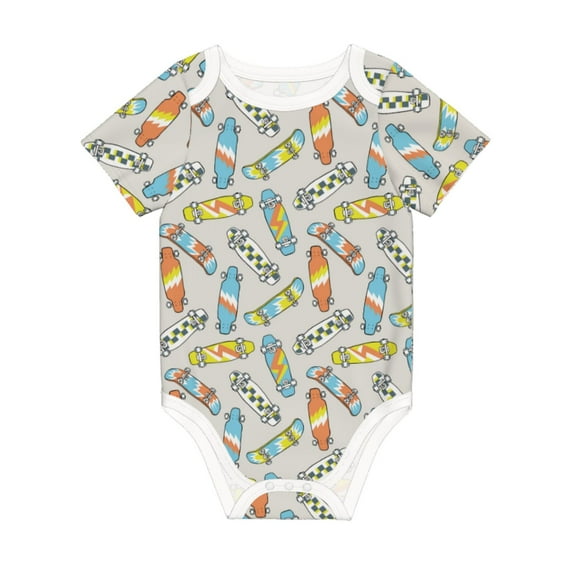 Daiia Skateboard Printed Unisex-Baby Short Sleeve Onesies Bodysuits Baby Climbing Clothes Soft and Comfortable Romper with Expandable Shoulder Design-18 Months