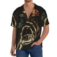 thumbnail image 1 of Daiia Skeleton Hand Rose Butterfly Men's Linen Shirts Short Sleeve Casual Shirts Button Down Shirt for Men Beach Summer Wedding Shirt-X-Large, 1 of 6