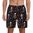 thumbnail image 1 of Daiia Skeleton with Roses Mens Swim Trunks Swim Shorts Quick Dry Swim Shorts with Mesh Lining Pockets-Large, 1 of 9