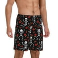 thumbnail image 1 of Daiia Skeleton with Roses Mens Woven Stretch Pajama Short,Short Pajama Pants-Small, 1 of 9