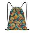 thumbnail image 1 of Daiia Skull And Flowers Pattern Drawstring Backpack, Gym Bag, Lightweight Backpack, Water-Resistant Bag Travel Sports Backpack, Fitness Bag, Yoga Bag-Small, 1 of 6