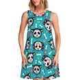 thumbnail image 1 of Daiia Skull Cat Print Women's Dresses 2025 Trendy Short sleeve Dresses Casual Baggy Flowy Maxi Sun Dresses, 1 of 7