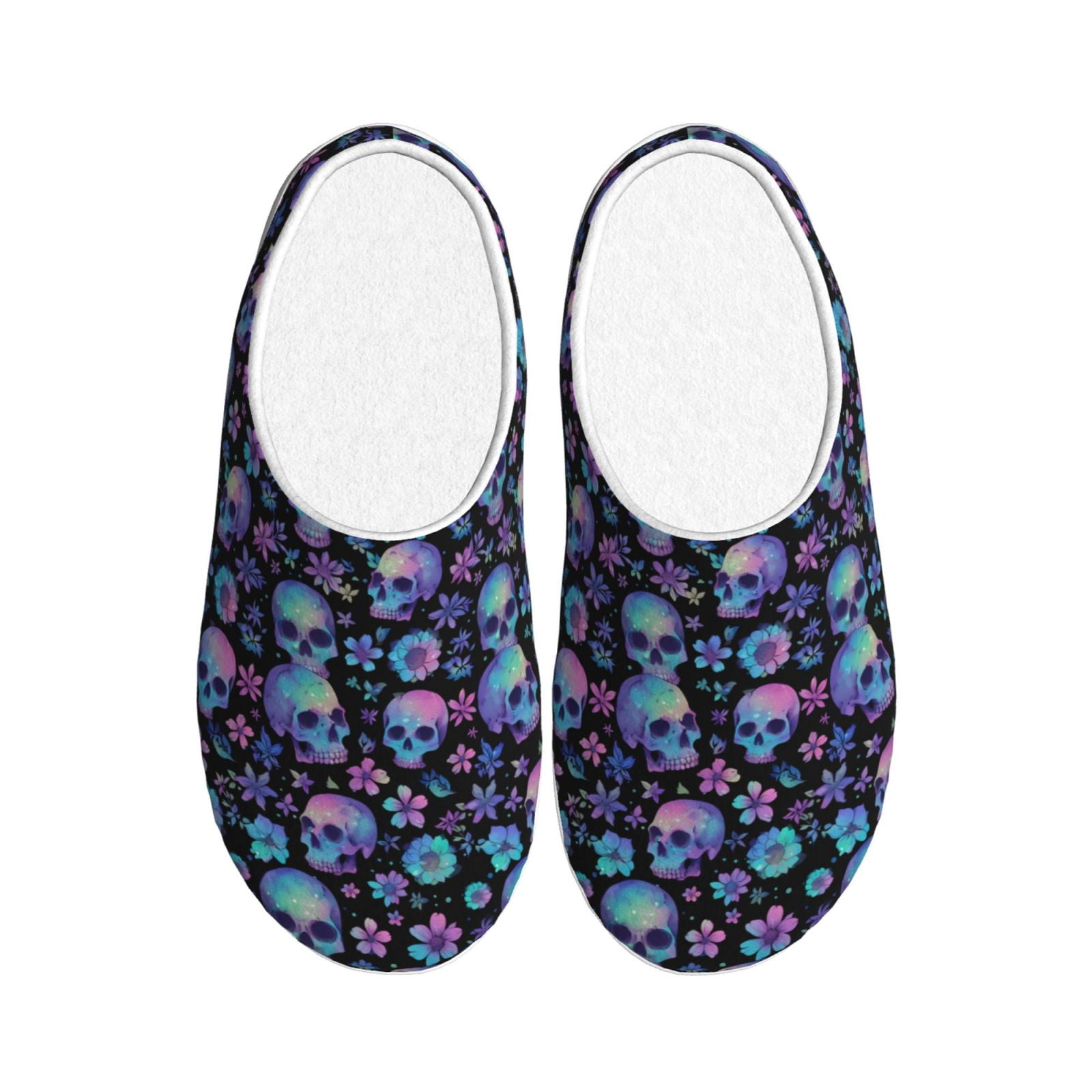 Skeleton Floral Rose Sugar Skull Girly Pattern Print Premium Home Slippers main image 1