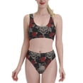 thumbnail image 1 of Daiia Skull and Red Roses printed 2 piece Swimsuit Bikinis for Women High Waisted Racerback Bathing Suits Summer Tummy Control Scoop Neck Swimwear-Medium, 1 of 8