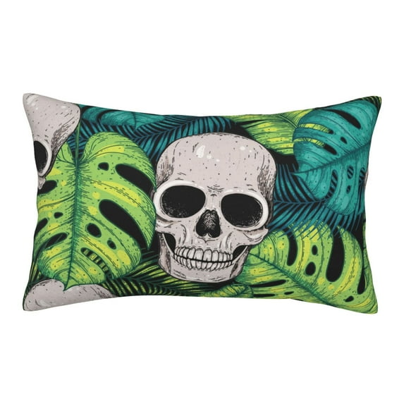 Daiia Skull and Palm Leaves Bedding Waterproof Pillow Protector Zippered Queen – Bed Bug Proof Pillow Encasement-20"x30"