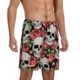 thumbnail image 1 of Daiia Skull and Roses Mens Woven Stretch Pajama Short,Short Pajama Pants-Large, 1 of 9