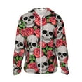 thumbnail image 1 of Daiia Skull and Roses UPF 50+ Sun Protection Hoodie Jacket Lightweight Long Sleeve Sun Shirt for Women Men with Pocket Hiking Outdoor-X-Large, 1 of 9
