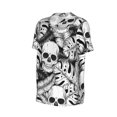 Daiia Skull and palm leaves Mens Baseball Jersey Button Down Shirts