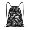 Daiia Skull bird bat spider Pattern Drawstring Backpack, Gym Bag