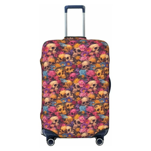 Daiia Skull blue daisy flower Luggage Cover, Thickened Washable Travel Luggage Covers, Elastic Unique Baggage Covers for 18-20 inch Luggage-Medium