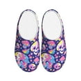 thumbnail image 1 of Daiia Skull colorful mushroom Print Women’s Fuzzy Slippers Memory Foam Lightweight House Shoes Cozy Loafer Flannel House Shoes-42/43, 1 of 7