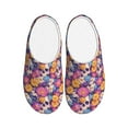 thumbnail image 1 of Daiia Skull daisy flower Print Women’s Fuzzy Slippers Memory Foam Lightweight House Shoes Cozy Loafer Flannel House Shoes-40/41, 1 of 7