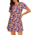 thumbnail image 1 of Daiia Skull daisy flower Print Women's Nightshirt Soft Nightgowns for Women Short Sleeve dress Short-sleeved Sleepwear, 1 of 6