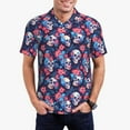 thumbnail image 1 of Daiia Skull flower blue Pattern Men’s Polo Shirts,Solid Deck Shirt,Classic Fit, Breathable Cotton Polo for Casual and Sport Wear-4X-Large, 1 of 7