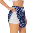 thumbnail image 1 of Daiia Skull flower funny Pattern Women's 2 in 1 Running Shorts - Lightweight Athletic Workout Gym Yoga Shorts Liner with Phone Pockets-Small, 1 of 7