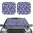 thumbnail image 1 of Daiia Skull flower white blue 2PCS Car Windshield Sun Shade, Foldable Sun Shield for Car Front Window, Auto Sun Blocker Visor Protector Universal for Truck SUV Pickup-Small, 1 of 7