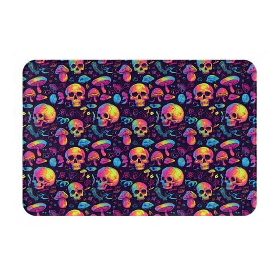 Daiia Skull mushroom Front Door Mat, Heavy Duty Durable Welcome Mat for Outdoor Indoor, Dirt Trapper Waterproof Super Absorbent Door Mat, 16" x 24"
