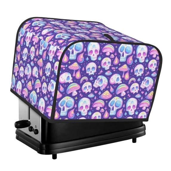 Daiia Skull mushroom colorful Pattern 4 slice Toaster Cover, Toaster Appliance Dust-proof Cover For Kitchen Small Appliance Dust Cover and Fingerprint Protection