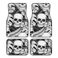 thumbnail image 1 of Daiia Skull and palm leaves Printed Car Floor Mats Set of 4, Durable Non Slip Auto Floor Carpet, Car Interior Carpets Proof Foot Pads Anti-Slip Cushion Automoetive Accessories, 1 of 1