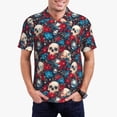 thumbnail image 1 of Daiia Skull red flower blue Pattern Men’s Polo Shirts,Solid Deck Shirt,Classic Fit, Breathable Cotton Polo for Casual and Sport Wear-X-Large, 1 of 7