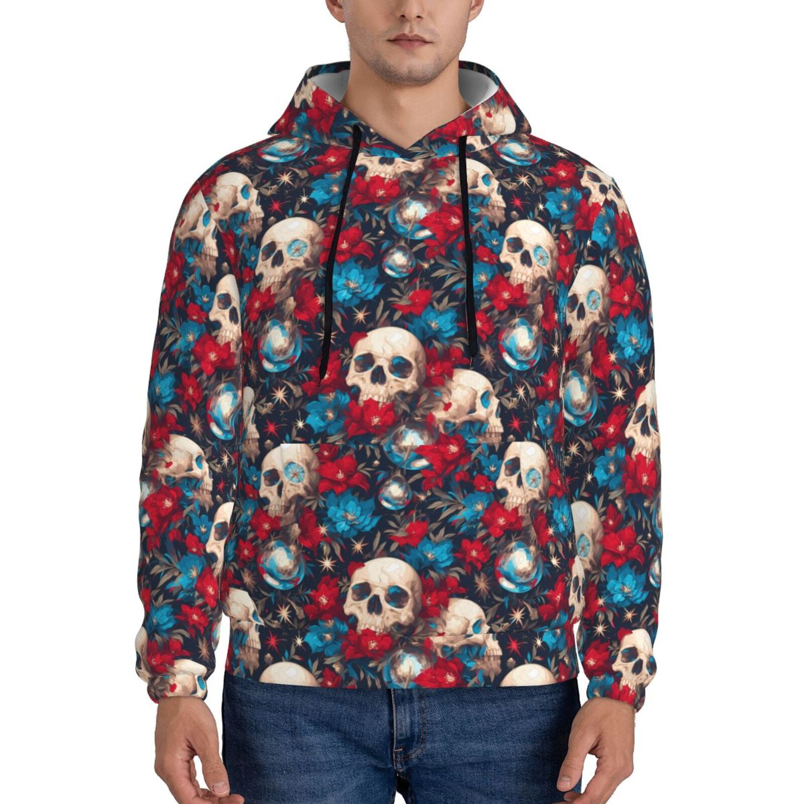 Red Rose Skull Men's Sweatshirt