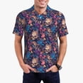thumbnail image 1 of Daiia Skull starry sky flower Pattern Men’s Polo Shirts,Solid Deck Shirt,Classic Fit, Breathable Cotton Polo for Casual and Sport Wear-Large, 1 of 7