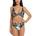 thumbnail image 1 of Daiia Skulls Roses Women's Bikini Set Two Piece Swimsuit High Waisted Bikini Adjustable Straps Bikini Perfect for Beach, Pool, and Summer Vacation-Large, 1 of 9