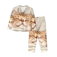 thumbnail image 1 of Daiia Sleeping Cat In Blanket for Women's Long-Sleeved Pajama Set – Soft & Comfortable Sleepwear Button-Up Pajamas Cozy Lounge Wear-Small, 1 of 7