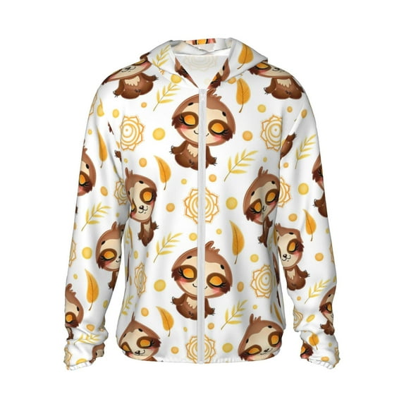 Daiia Sloth Yoga UPF 50+ Sun Protection Hoodie Jacket Lightweight Long Sleeve Sun Shirt for Women Men with Pocket Hiking Outdoor-Large