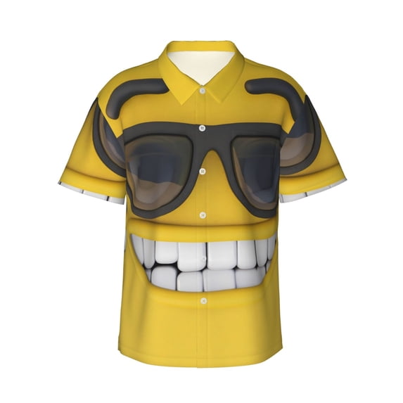 Daiia Smiling With Sunglasses Hawaiian Shirt for Men Gentle Cotton Regular Short Sleeve Casual-3X-Large