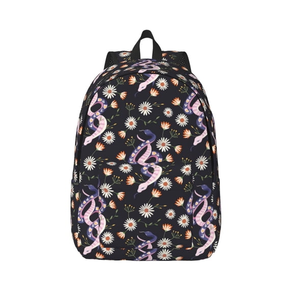 Daiia Snake And Floral1 Vintage Canvas Backpack for Men and Women ,Hiking Backpack,Travel Laptop Bag for School,Large Capacity Backpack