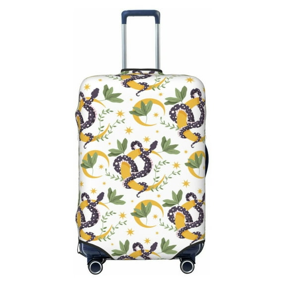 Daiia Snake And Moon Luggage Cover, Thickened Washable Travel Luggage Covers, Elastic Unique Baggage Covers for 18-20 inch Luggage-Large