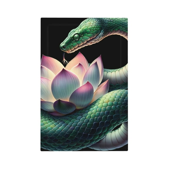 Daiia Snake Holding A Lotus Pattern Decorator Wall Plate Child Safe Outlet Cover, Switch and Outlet Covers,Size 1-Gang 5.0" x3.0" , Polycarbonate Thermoplastic-Style V