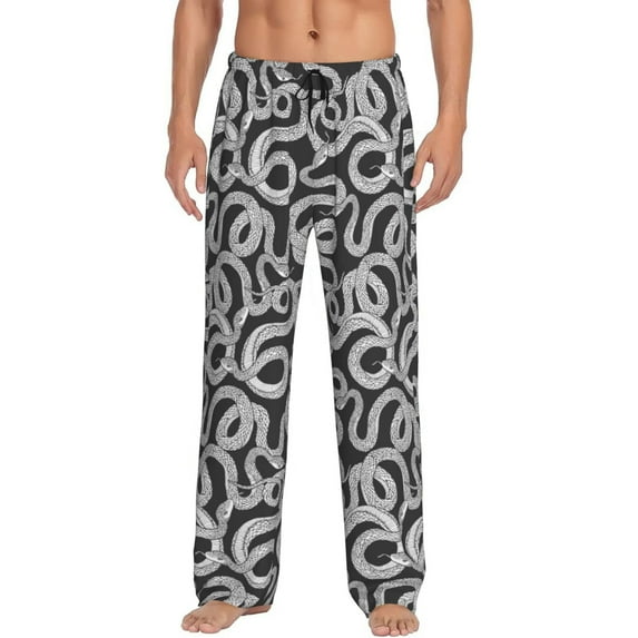 Daiia Snake Men's Sleep Pant with Pockets and Drawstring,Pajama Pants-Large