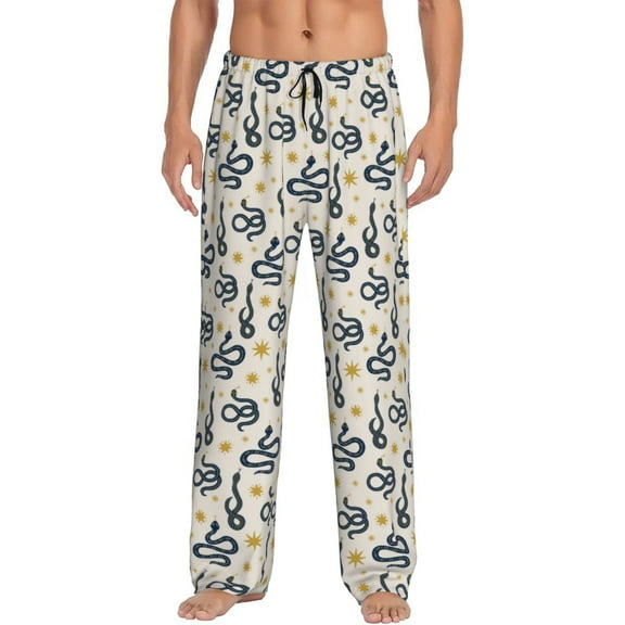 Daiia Snake Men's Sleep Pant with Pockets and Drawstring,Pajama Pants-Small
