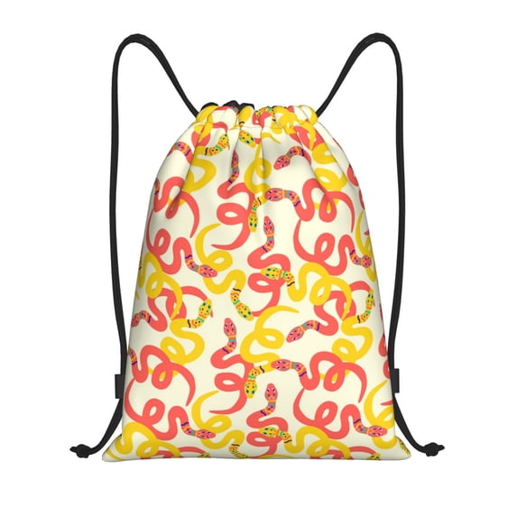 Daiia Snake Pattern Drawstring Backpack, Gym Bag, Lightweight Backpack, Water-Resistant Bag Travel Sports Backpack, Fitness Bag, Yoga Bag-Medium