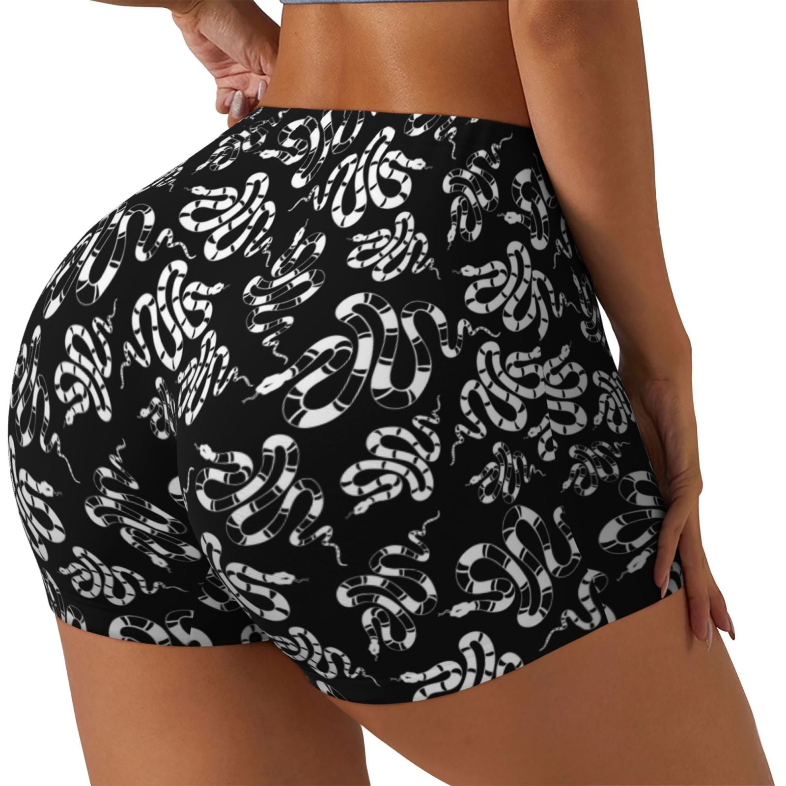 Women's Workout Shorts With Spandex Underneath Daiia Snake Pattern Women's Workout Shorts Biker Shorts - High Waisted