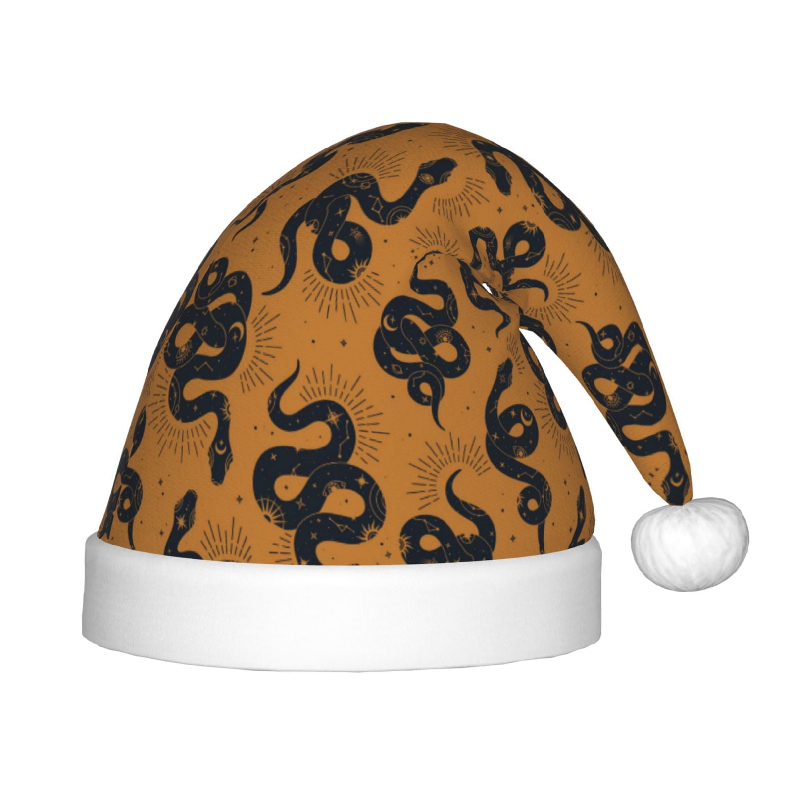 Daiia Snake Print Christmas Knitted Beanie Hat, Large Knit Hat Xmas