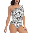 thumbnail image 1 of Daiia Snake Women's One Piece Swimsuits Personalized One Shoulder Swimwear Asymmetric Ruffle Bathing Suits-Small, 1 of 8