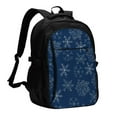 thumbnail image 1 of Daiia Snowflake Dark Blue Pattern USB Charging Backpack for Men and Women, Anti-Theft Backpack,Travel Backpack,School Backpack,College Backpack,Laptop Backpack, 1 of 7